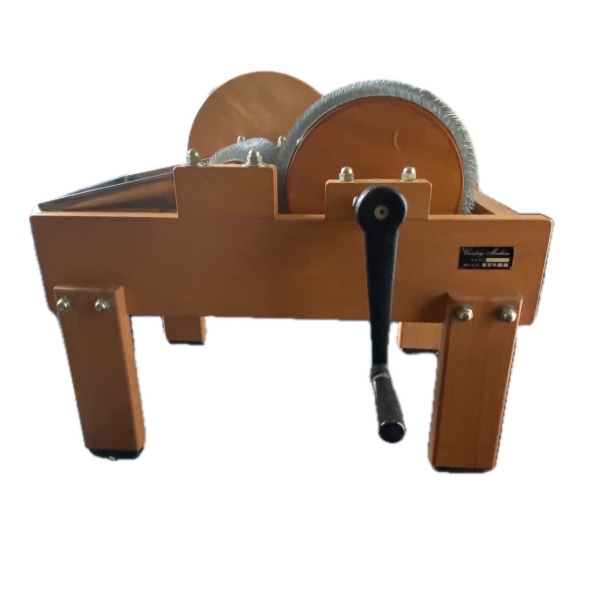 東京手織機　ドラムカーダー　中古品 レトロ 木製　カーディングマシン　羊毛　