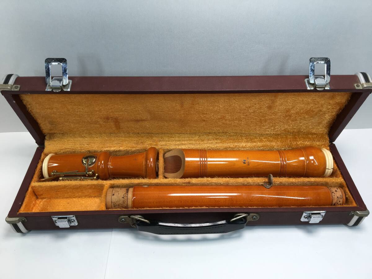 【飛脚便80】ZEN-ON 全音 木管楽器 木製 リコーダー Tenor テナー 全長63cm ハードケース付き 吹奏楽 楽器 [q1007]の画像1
