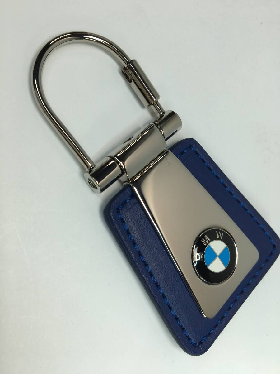 【パケ無料】デッドストック 未使用 BMW 純正ロゴ キーリング キーホルダー レザー ネイビー ノベルティ [t1124] _画像3