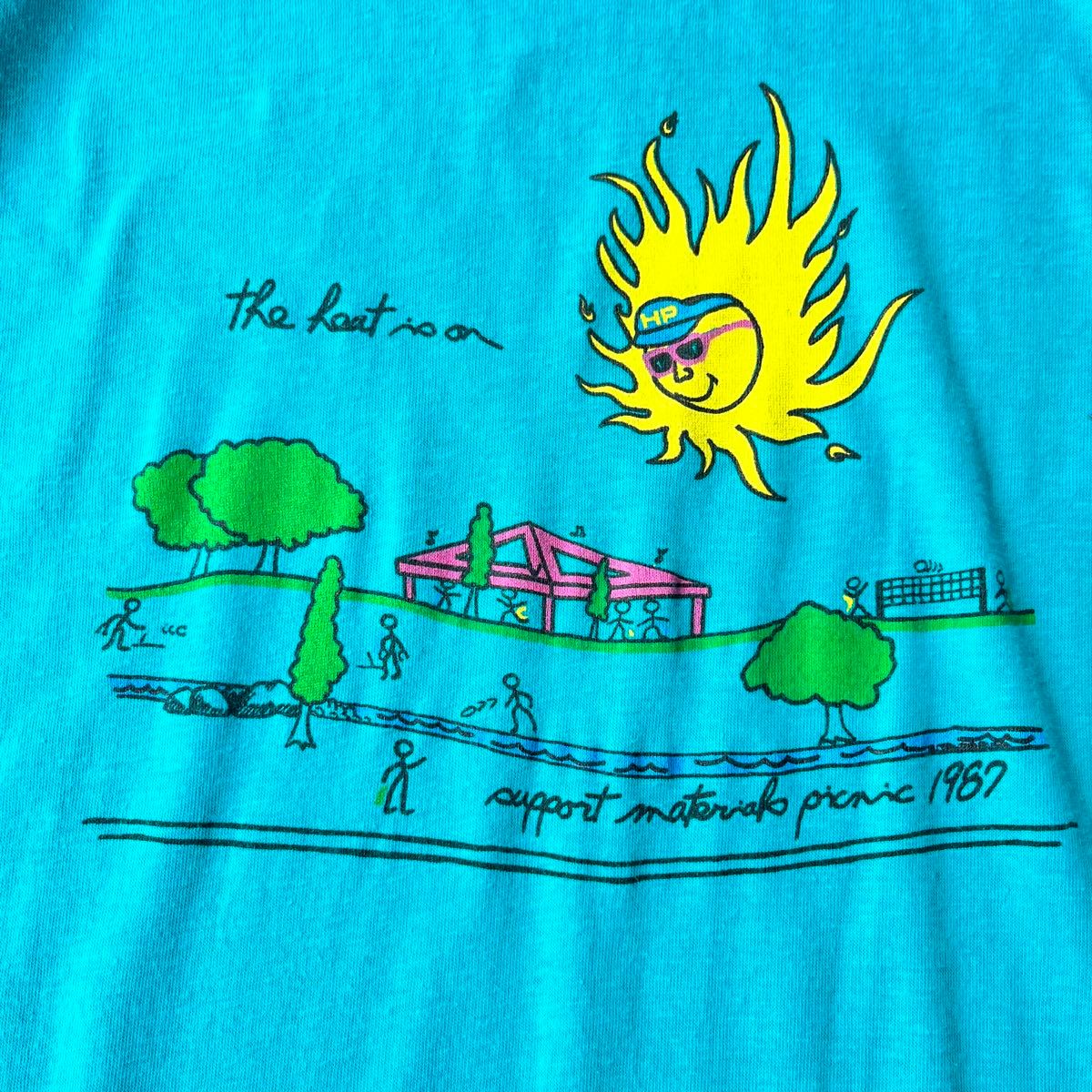【ビンテージ】80s 太陽 サングラス アートプリント半袖Tシャツ L イラスト シングルステッチ ヴィンテージTシャツ USA製