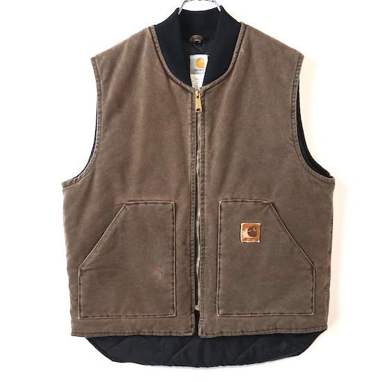 USA製 Carhartt カーハート V02 サンドストーン キルトライニング ダックベスト(メンズ L)ブラウン