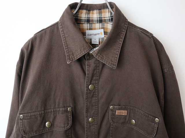 Carhartt カーハート Weathered Canvas Shirt Jacket (メンズ M)ブラウン ダック シャツ スナップ_画像2