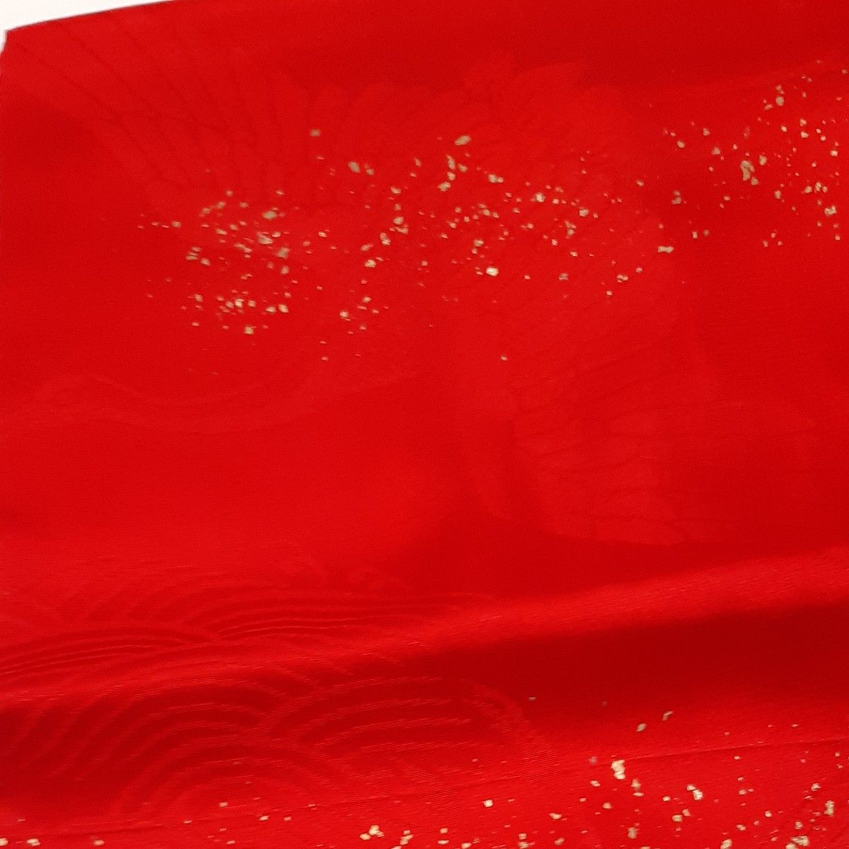 長襦袢の無双袖　紅絹の羽二重   深紅の美品　290cm×2枚  580たっぷり！