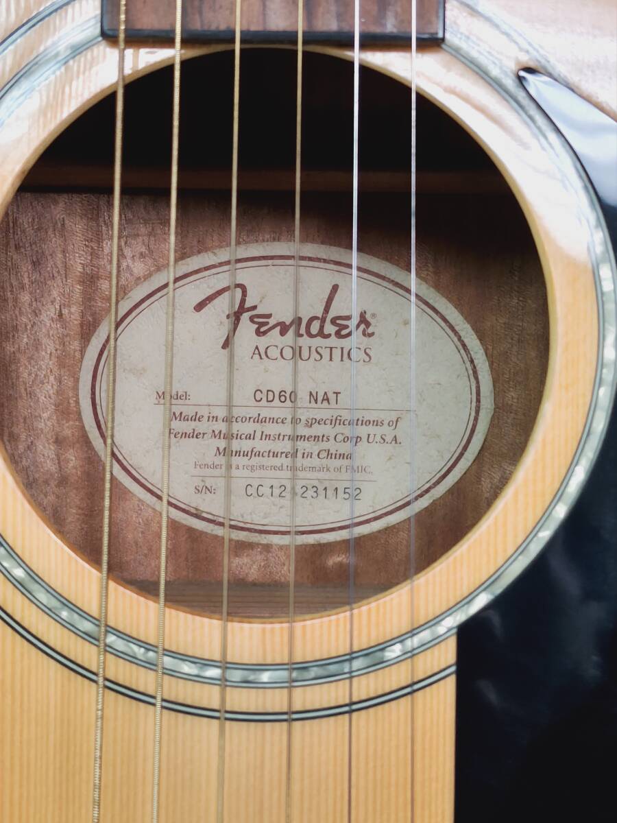 【 中古 / 美品!! 】Fender フェンダー アコースティック ギター CD-60 NAT ハードケース付の画像7