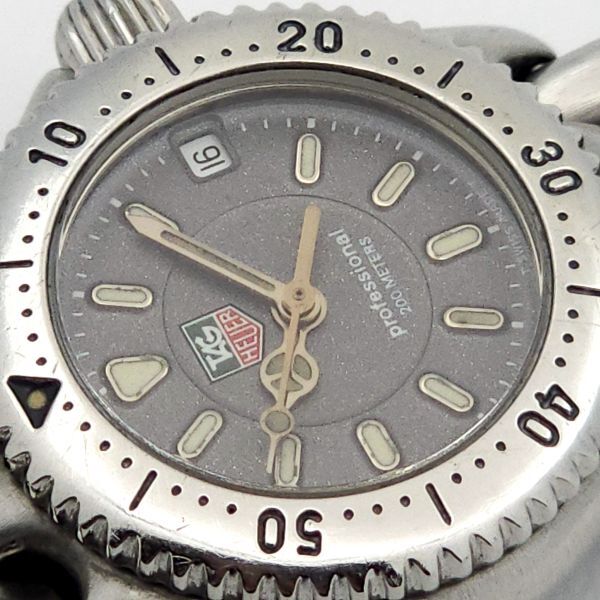 1円 TAG HEUER タグホイヤー WG1413-0 セル QZ 動作品 グレー KB0239T（SB 87）_画像8