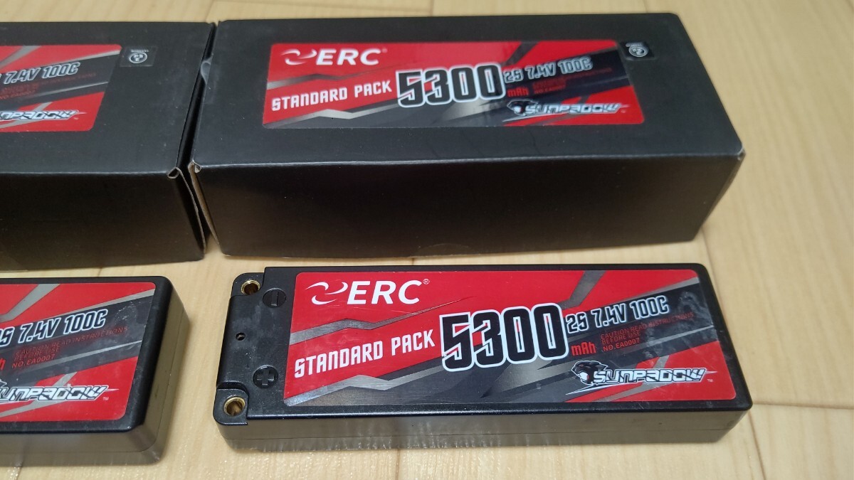 SUNPADOW ERC 5300 リポバッテリー 5300mAh/2S/7.4V/100C 2個 ツーリングバギードリフトなどに サンパドウ タミヤヨコモ無限などに_画像3