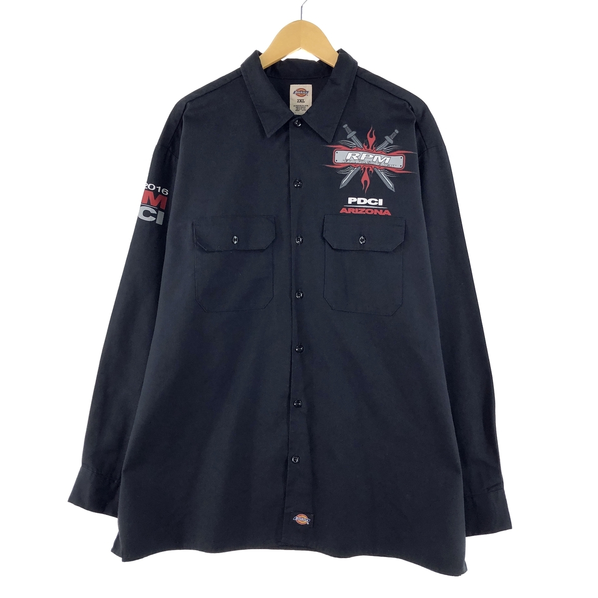 古着 ディッキーズ Dickies バックプリント 長袖 ワークシャツ メンズXXL ヴィンテージ /eaa368174 【SS2403】_画像1