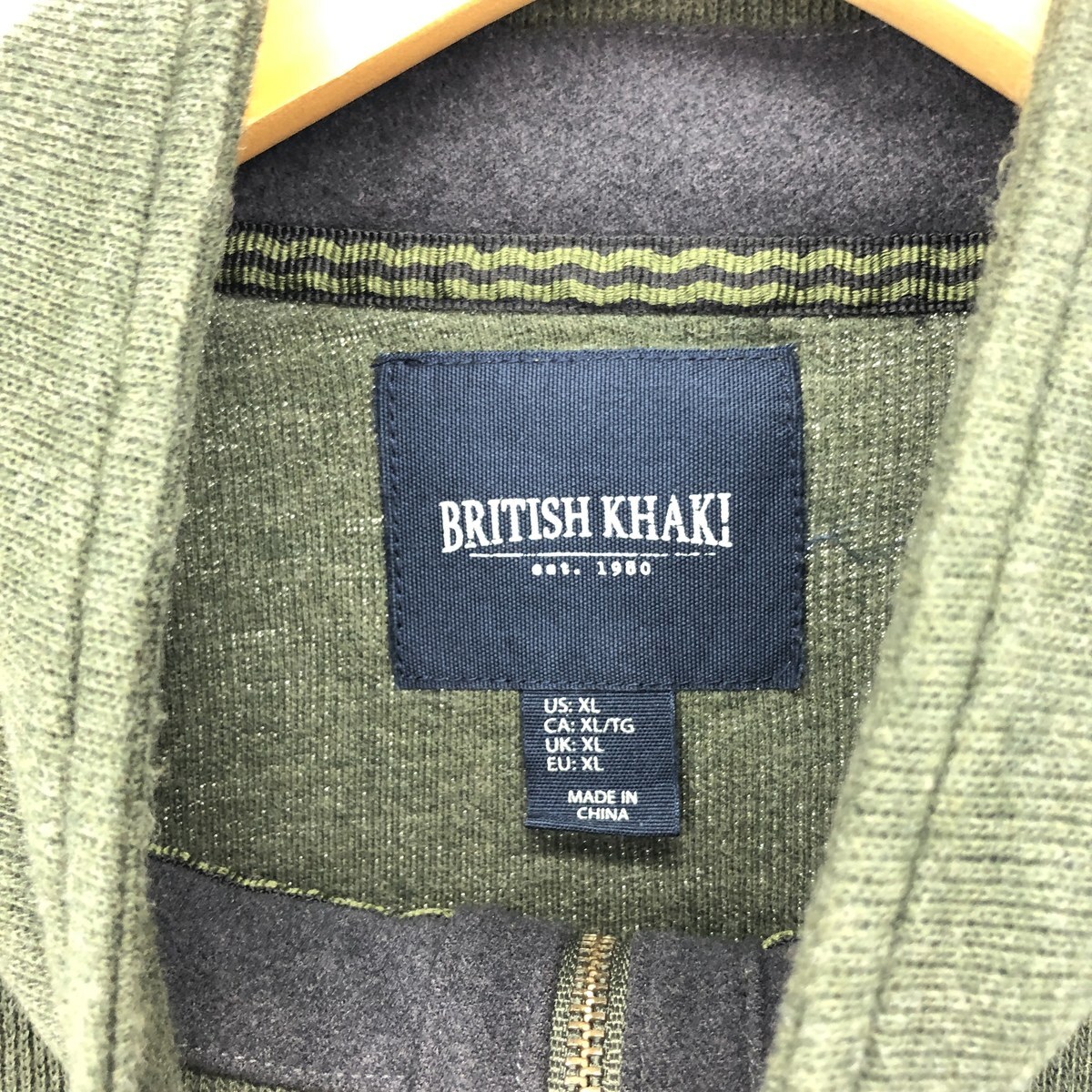  б/у одежда BRITISH KHAKI хлопок вязаный половина Zip свитер мужской XL /eaa421770