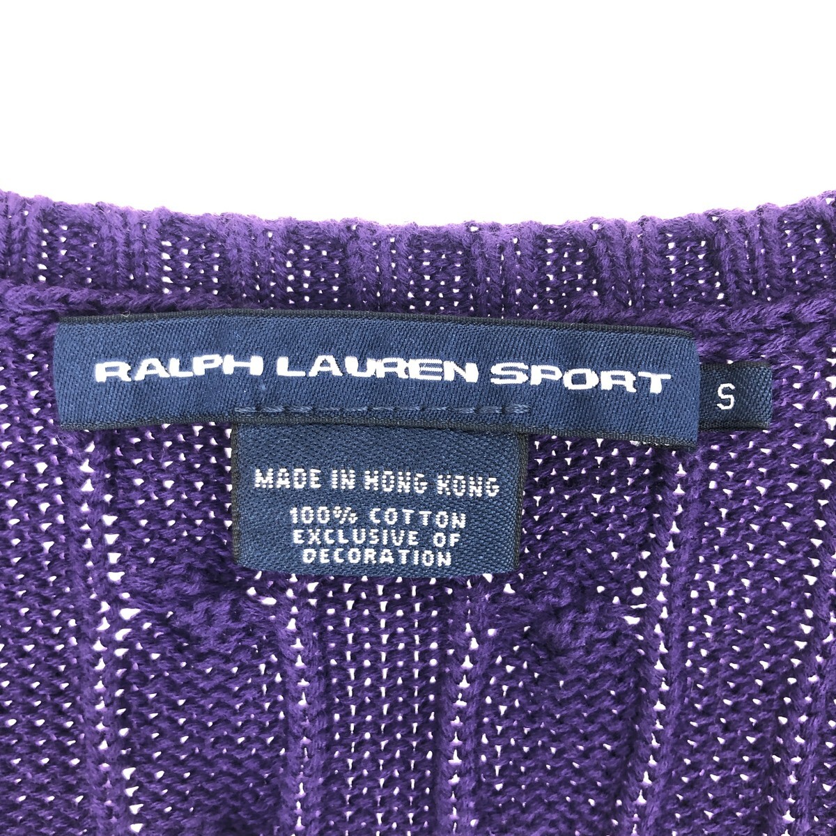 古着 ラルフローレン Ralph Lauren RALPH LAUREN SPORT ケーブル編み Vネック コットンニットセーター レディースS /eaa424935_画像3