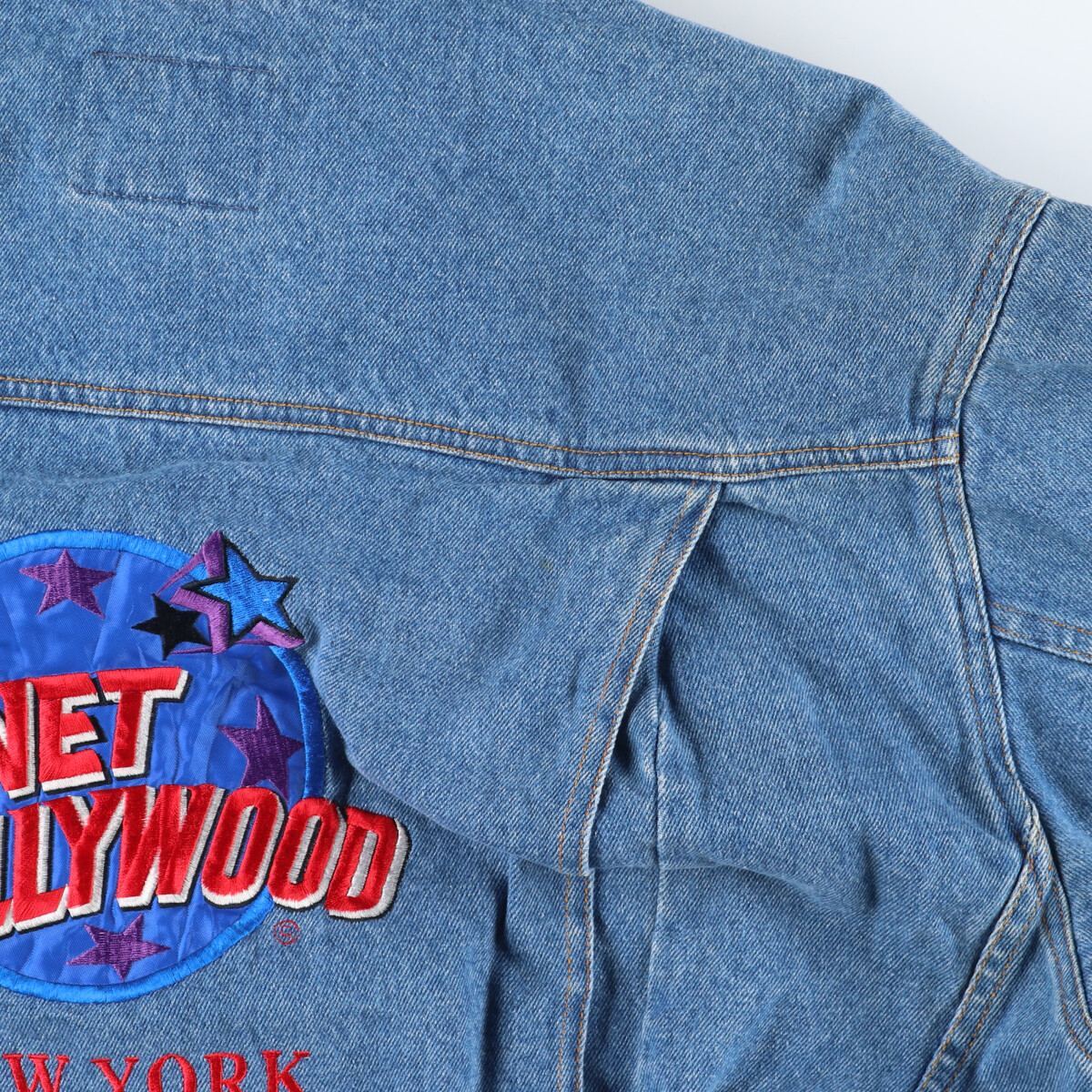 古着 90年代 プラネットハリウッド PLANET HOLLYWOOD NEW YORK バックロゴ デニムジャケット Gジャン メンズXL ヴィンテージ /eaa426956_画像8