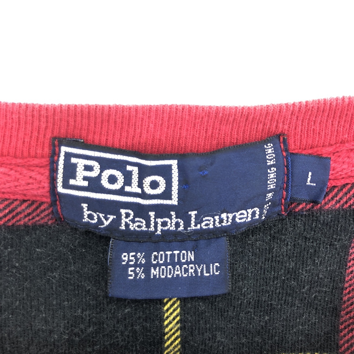 古着 ラルフローレン POLO by Ralph Lauren チェック柄 ワンポイントロゴスウェットシャツ トレーナー メンズL /eaa431431_画像3