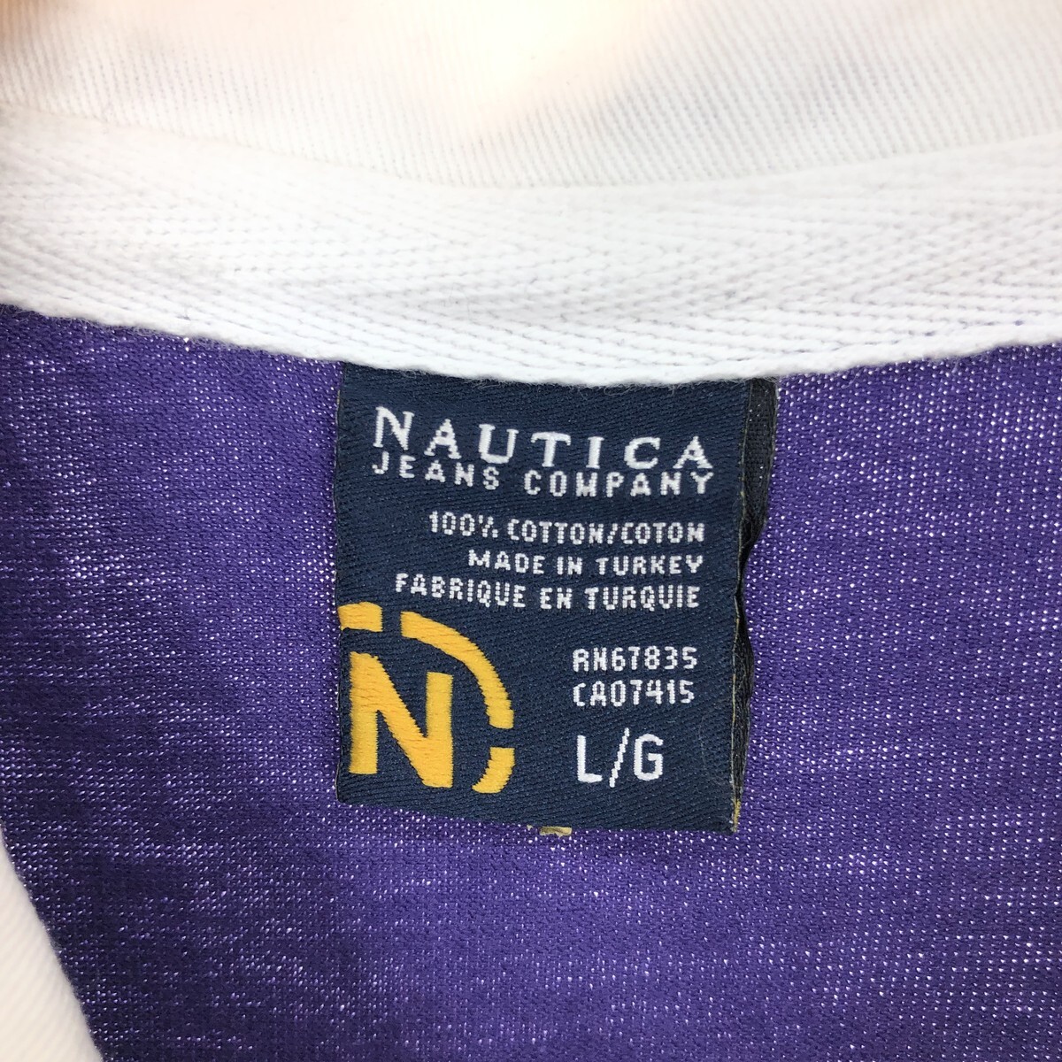 古着 90年代 ノーティカ NAUTICA JEANS COMPANY ハーフジップ バックプリント 長袖 ポロシャツ メンズL /eaa423441_画像3