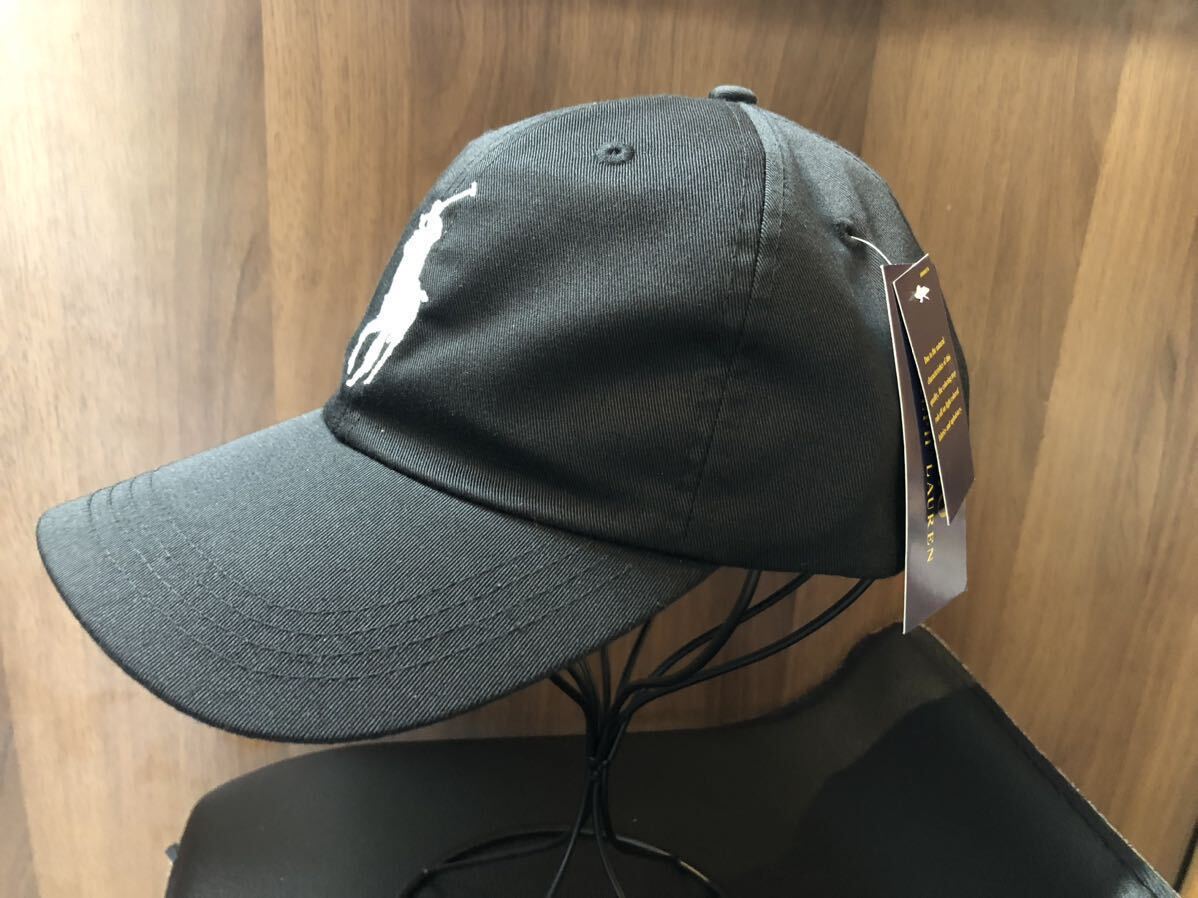 Polo Ralph Lauren Cap ポロラルフローレン　キャップ　帽子　ブラック　黒系　白刺繍入　フリーサイズ_画像2