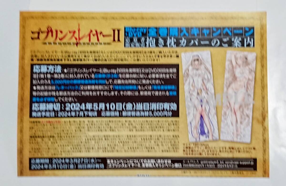 ゴブリンスレイヤーⅡ 全巻購入キャンペーン 応募者限定販売 抱き枕カバー 応募券 1-3 応募台紙 剣の乙女 ゴブスレ2_画像2