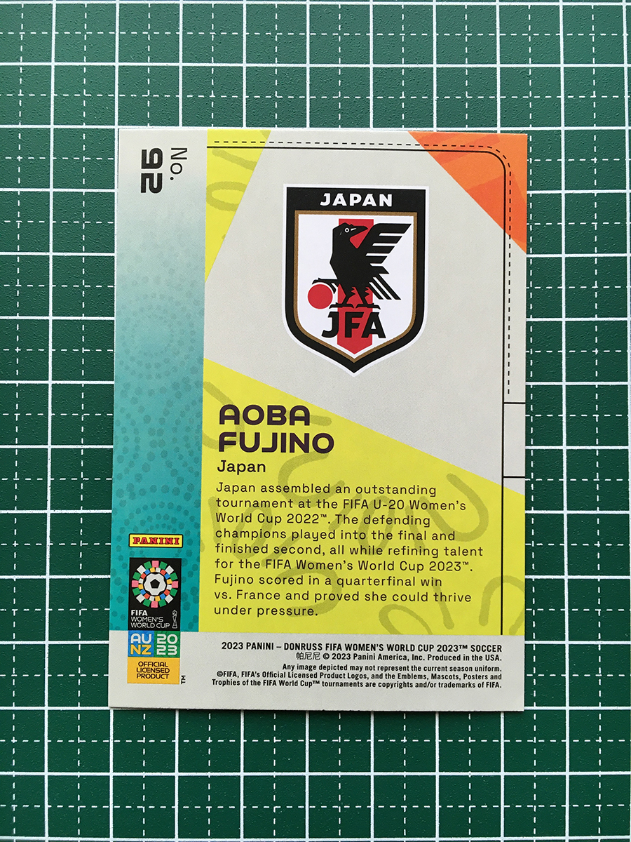 ★PANINI 2023 DONRUSS FIFA WOMEN'S WORLD CUP #92 藤野あおば／AOBA FUJINO［JAPAN／なでしこジャパン］ルーキー「RC」★_画像2