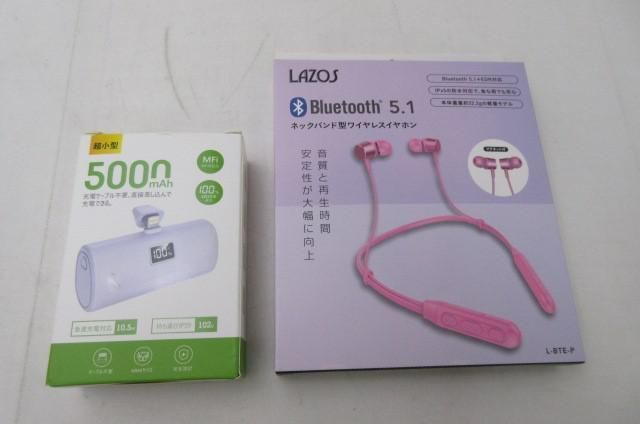 【中古品 同梱可】 ホビー モバイルバッテリー 小型 コネクター内臓 コードレス 急速充電 LAZOS Bluetooth 5.1 ネッ_画像1