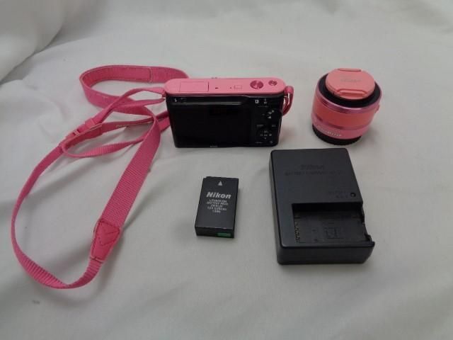 [ включение в покупку возможно ] б/у товар бытовая техника камера рабочий товар Nikon 1 J1 розовый корпус, линзы двойной zoom комплект беззеркальный однообъективный 