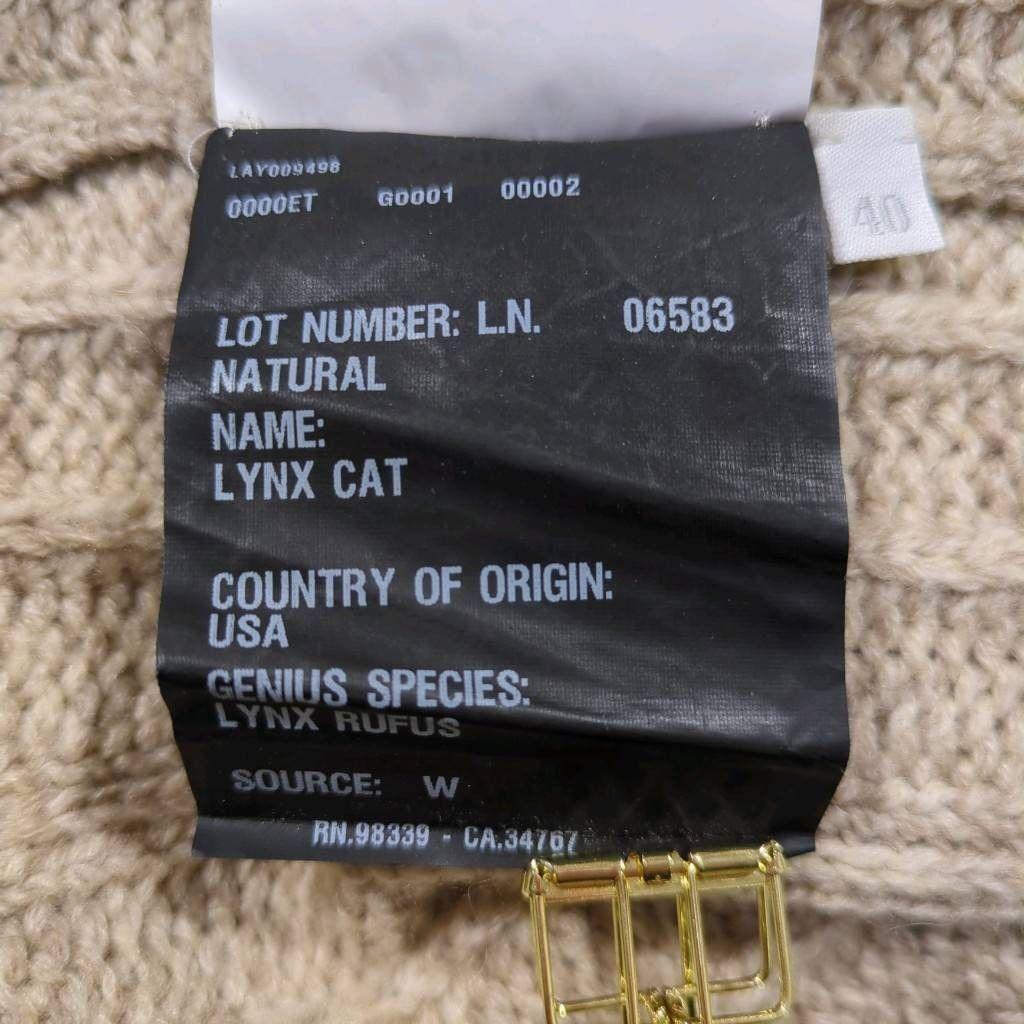 美品 PRADA プラダ LYNX CAT カシミア100％ ノースリーブ リブカーディガン ファーポケット リンクスキャット レディース サイズ40_画像9