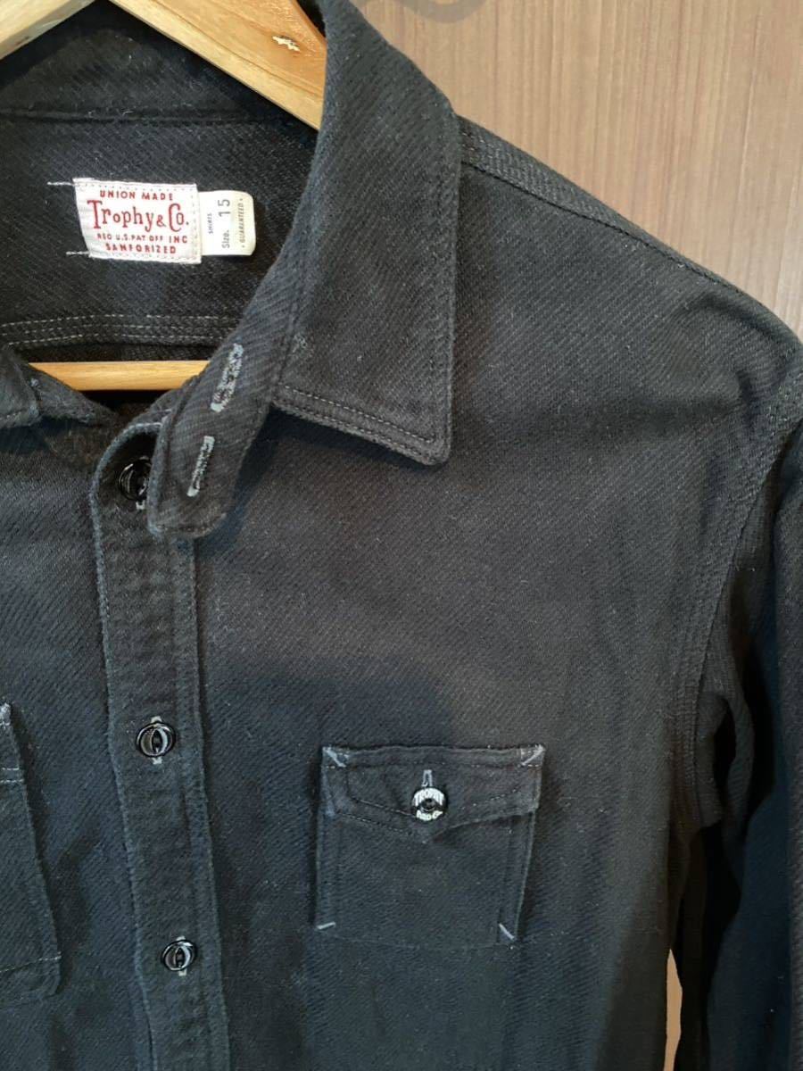 TROPHY CLOTHING ネルシャツ ブラック サイズ15 / トロフィークロージング 黒 ガチャポケ_画像3