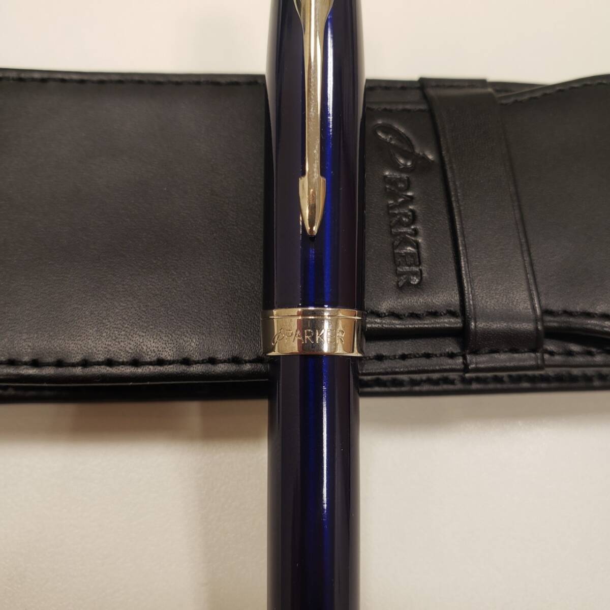 【SYC-3185】 PARKER パーカー SONNET ソネット 万年筆 ペン先 18K 750 青 インク ペンケース 筆記未確認 筆記用具 文房具 中古 保管品の画像3