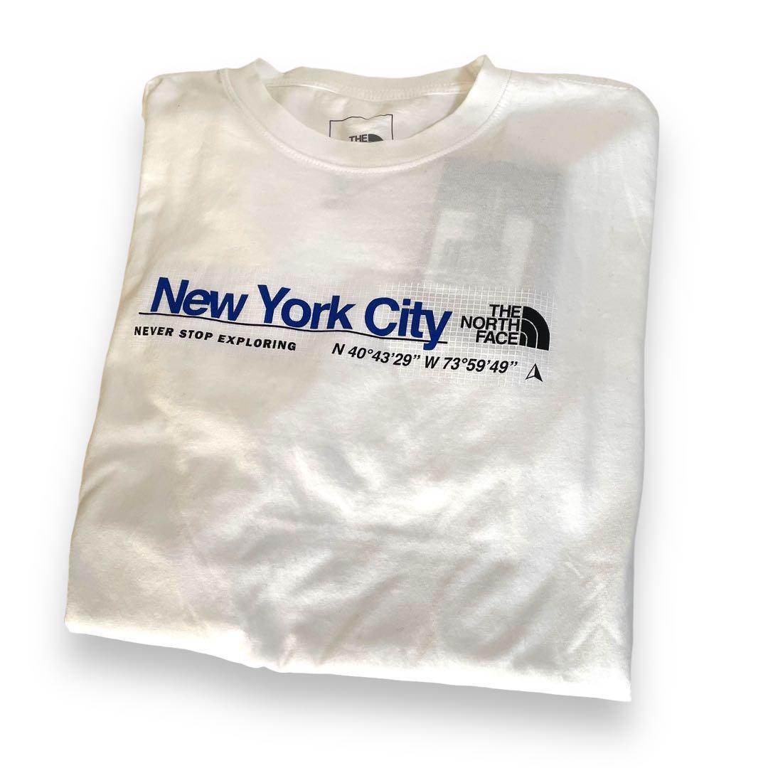 【ニューヨーク限定！】ノースフェイス メンズ Tシャツ 半袖 S 白 ロゴ NYC アメリカ限定 ホワイト THE NORTH FACE 夏服 春 M服 US限定_画像6