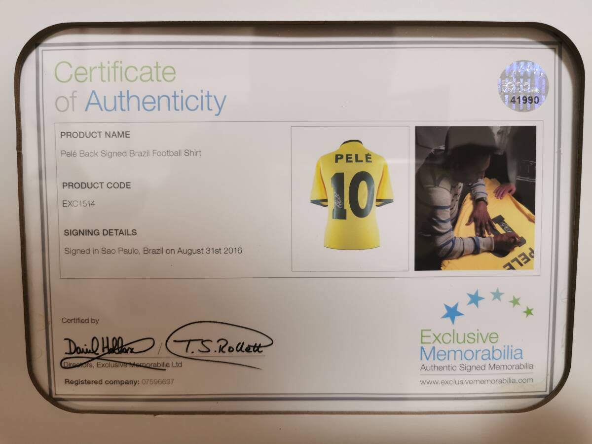 ペレ 直筆サインユニフォーム 証明書付 Pele autograph ブラジル ペレ 直筆サインユニフォーム 証明書付 Pele autograph ブラジル