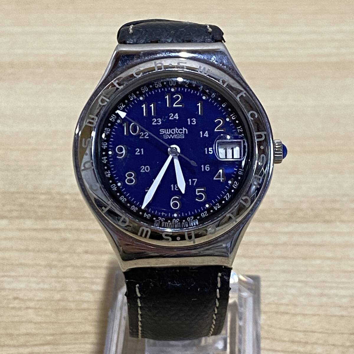 BC172【腕時計】SWATCH スウォッチ IRONY アイロニー HAPPY JOE BLUE ハッピージョーブルー AG1993 クオーツ アナログ　レザー　状品_画像2