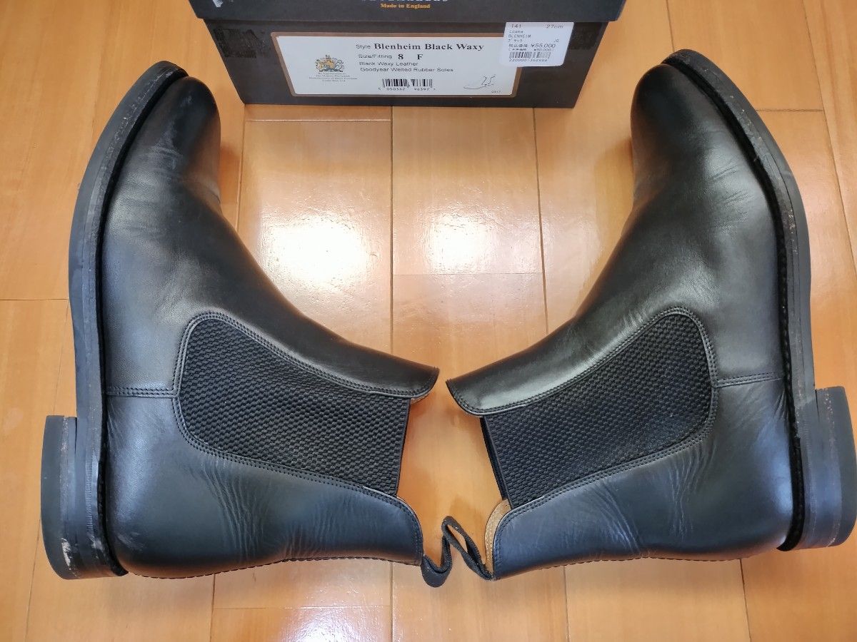 【美品】Loake Blenheim Black Waxy 27.0cm/8F メンズ サイドゴアブーツ レザー 靴　ローク　