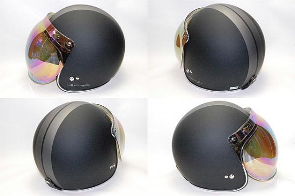 在庫処分のお買い得！ビックサイズ　JS65aレインボーシールド付きヘルメットマッドブラックXL_シールドは他のお色に変更出来ます。