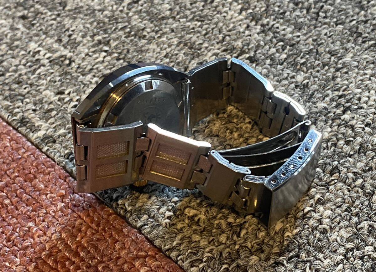 TECHNOS テクノス メンズ 腕時計 自動巻き HAWK BORAZON ホークボラゾン ブラックシェル文字盤 デイト シルバー ジャンクの画像6
