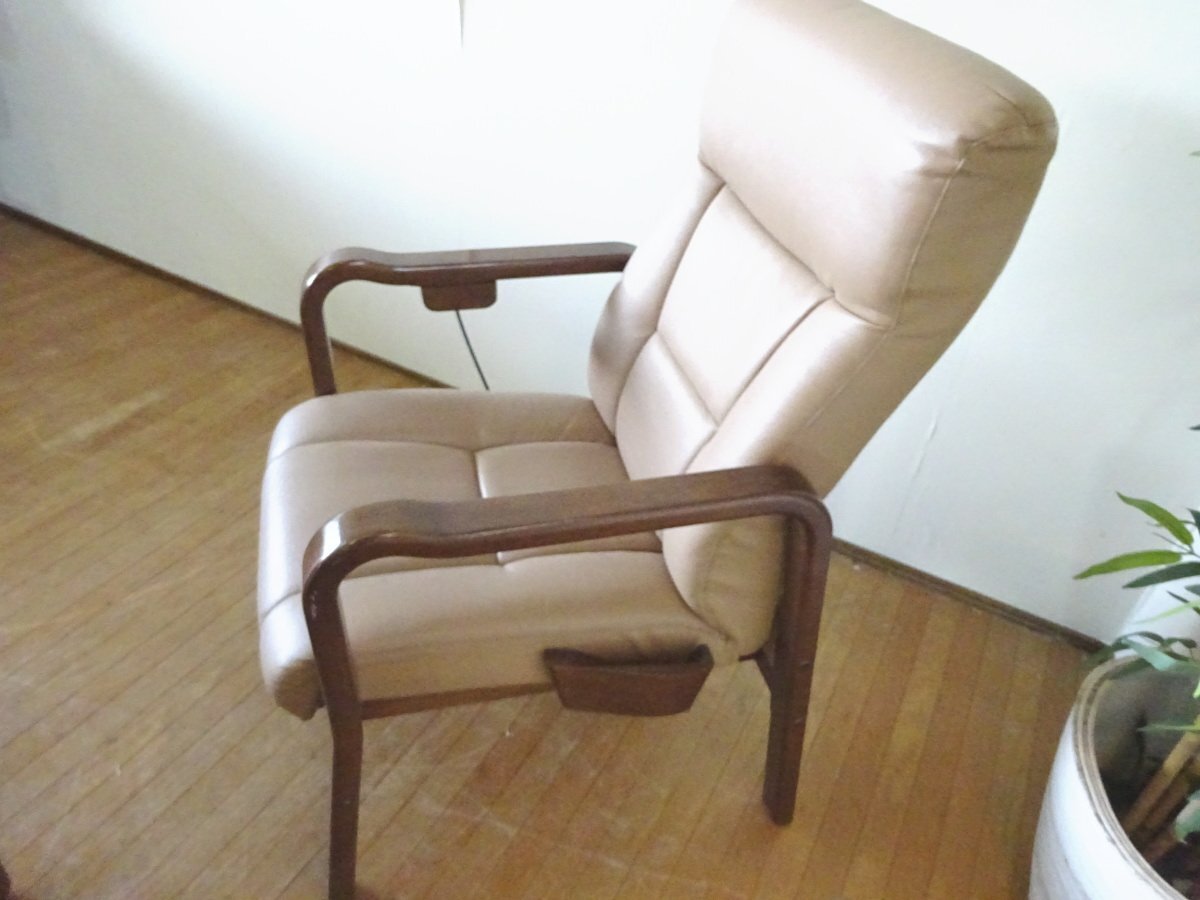 R060313 [ beautiful goods ] FUJI FURNITURE/..fani Cheer comfort RAKU series personal reclining chair book@ leather trim 