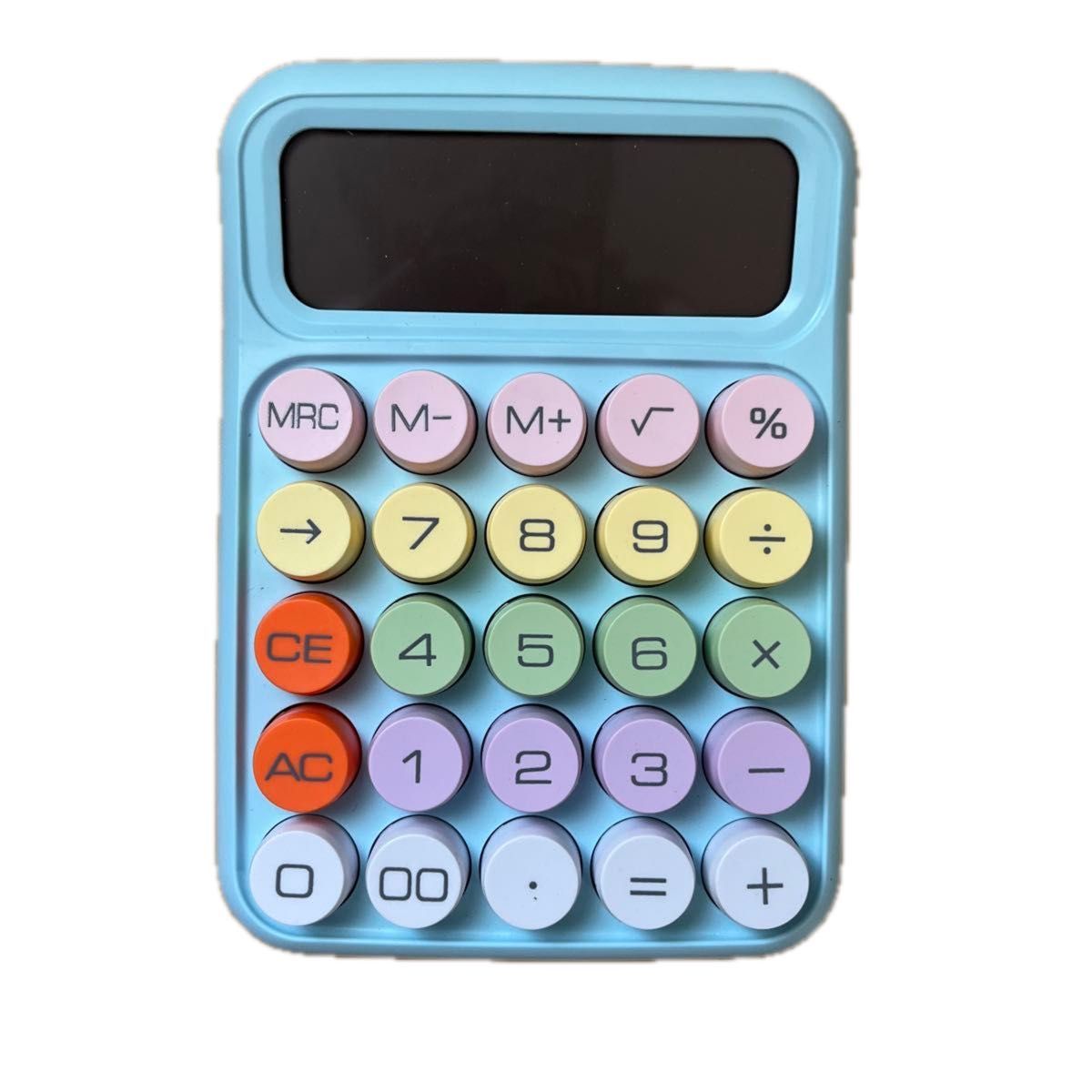 (12桁) 丸ボタン  カラフル電卓 (ブルー)
