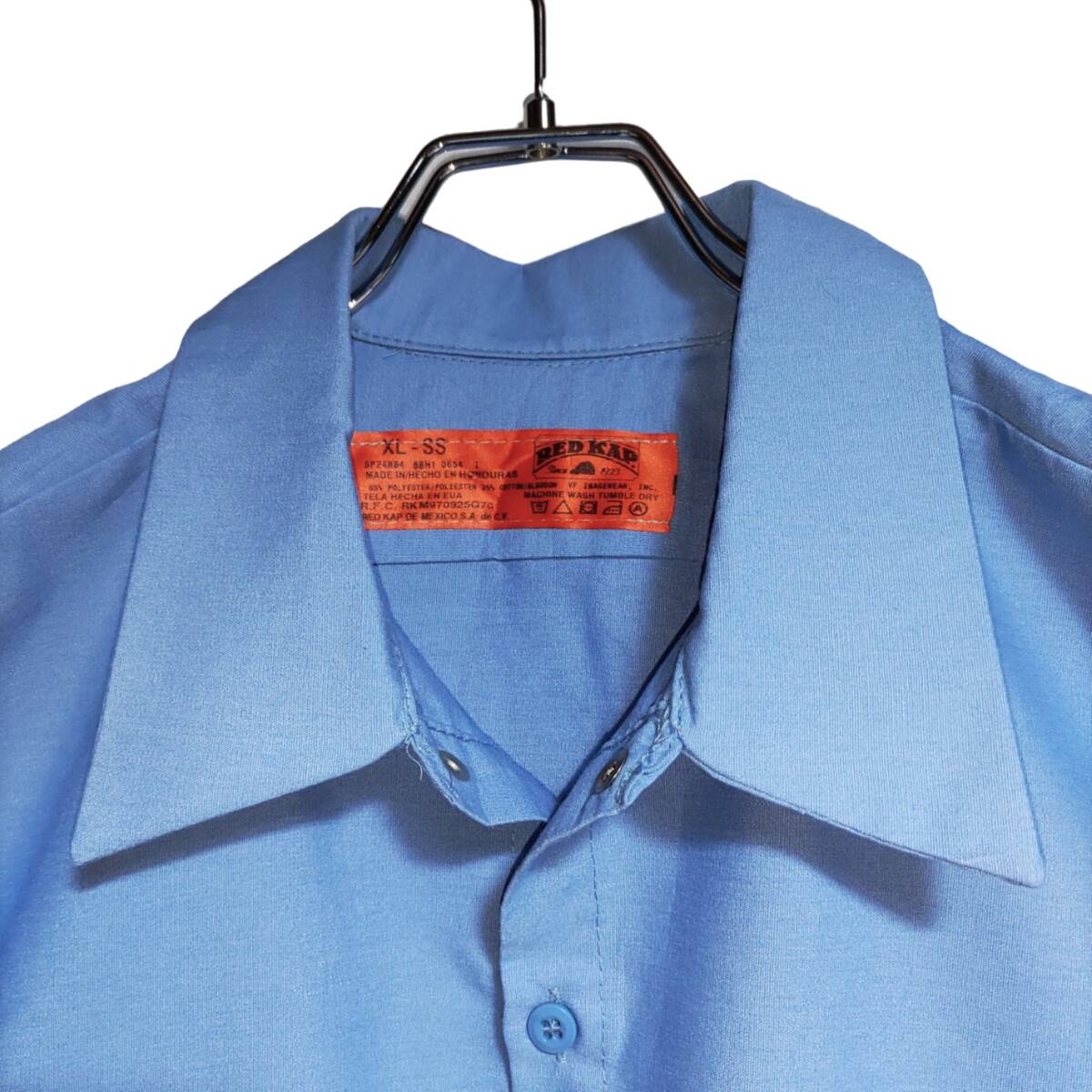 RED KAP 半袖ワークシャツ size XL オーバーサイズ ブルー ゆうパケットポスト可 胸 プリント HOWARD COUNTY 古着 洗濯 プレス済 ｄ67_画像2