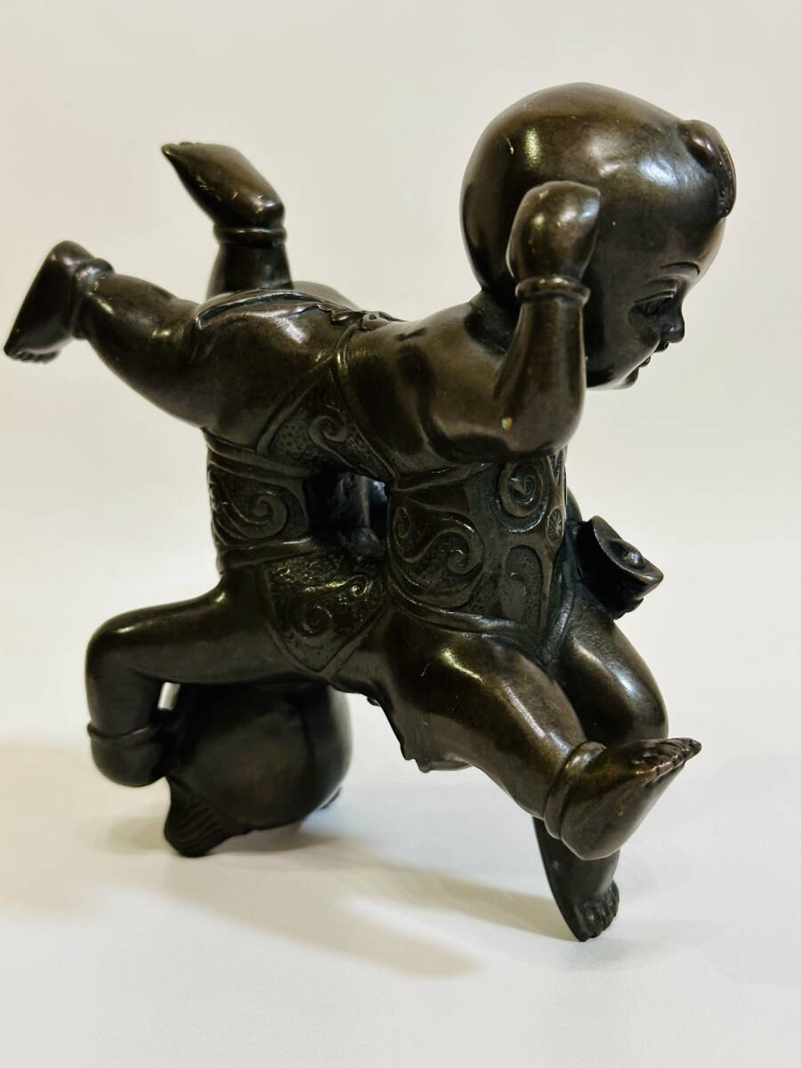 中国美術工芸品、銅製童子置物、四喜娃娃純銅四喜童子_画像4