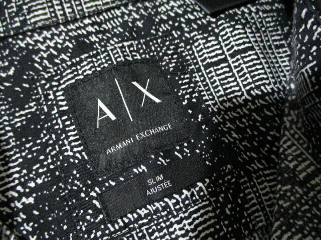 正規品■ 美品！ 即決　アルマーニエクスチェンジ　総柄　チェック　長袖シャツ　Sサイズ　黒　白　ARMANI EXCHANGE　AX　メンズ_画像6