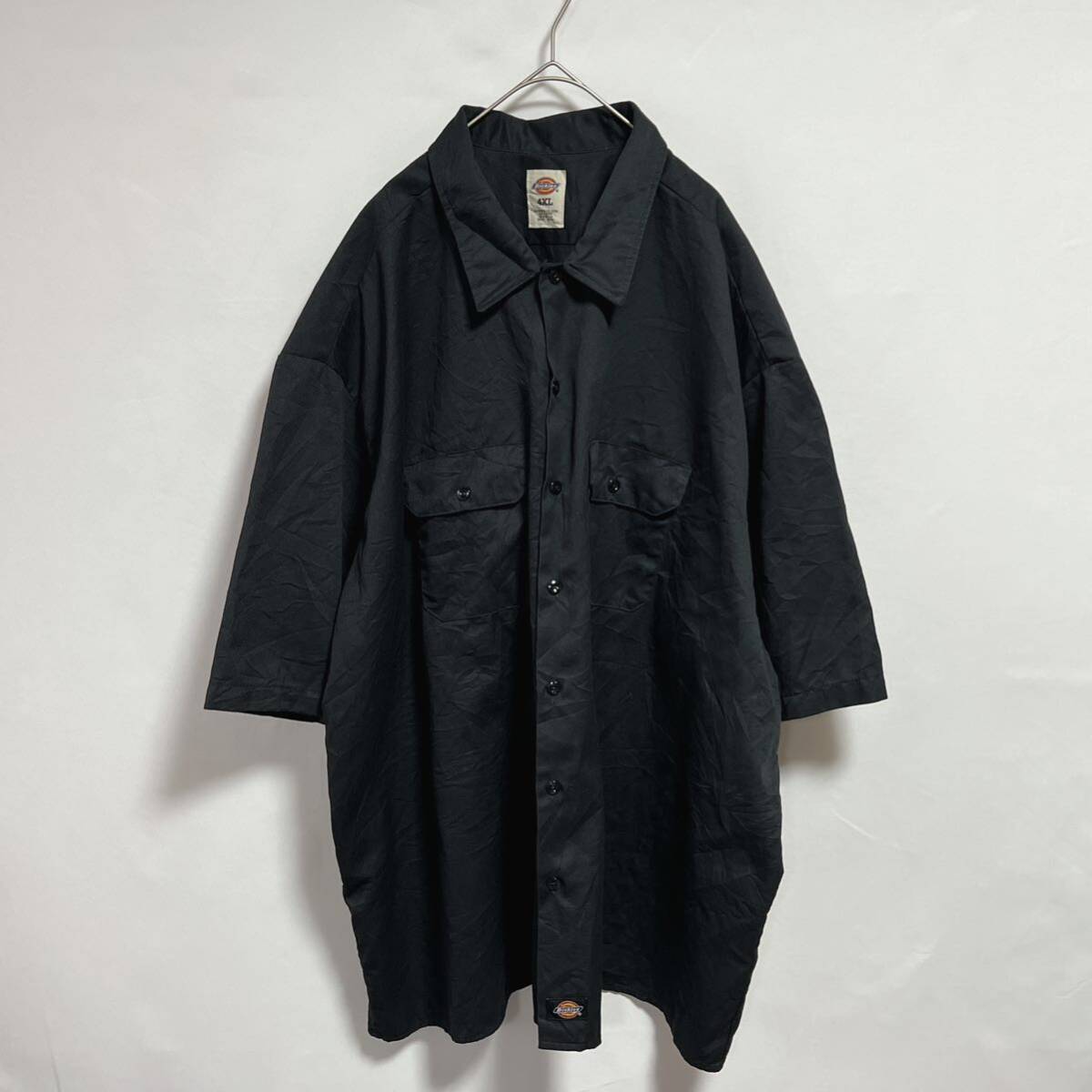 Dickies ディッキーズ　ワークシャツ　半袖シャツ ワンポイントロゴ　ブラック　ビッグサイズ4XL オーバーサイズ　ビッグシルエット_画像1