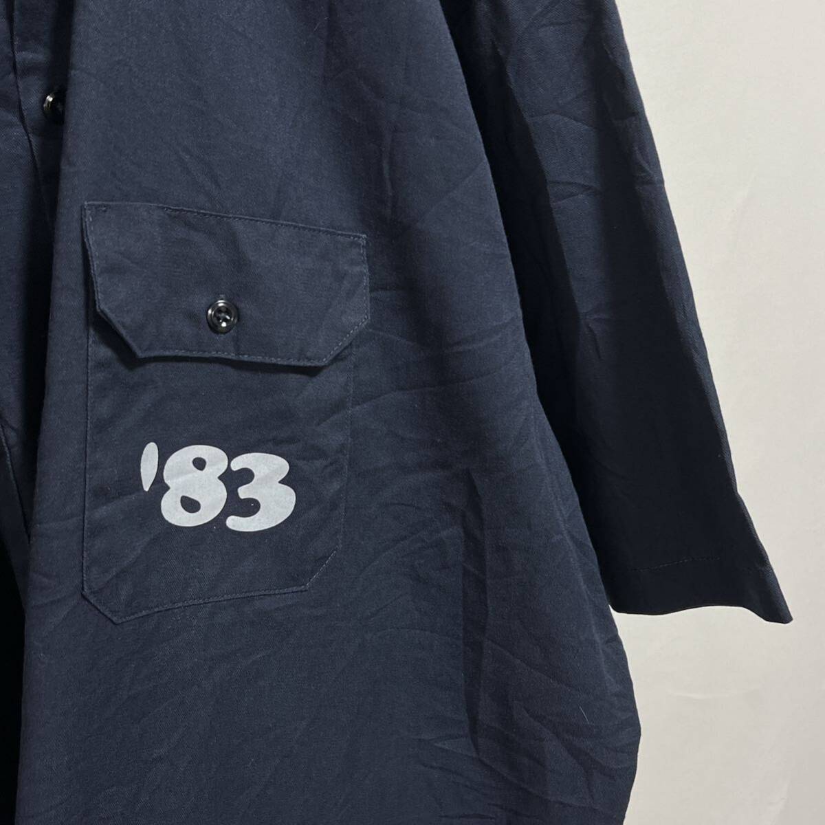 Dickies ディッキーズ ワークシャツ 半袖シャツ ロゴ ジミー・ジョーンズ USサンドウィッチ店 ネイビー ビッグサイズ3XL オーバーサイズの画像4