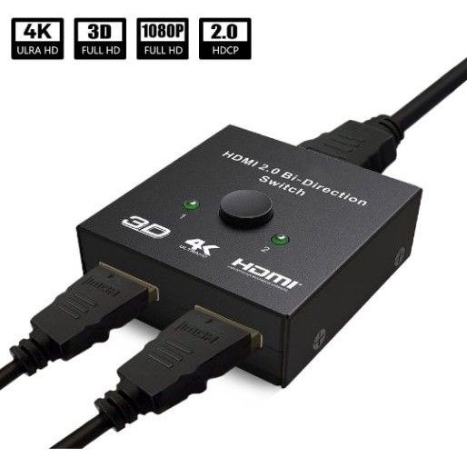 HDMI スプリッター HDMI 2.0 HDMI切替器 2in1 双方向セレクター 分配器 1入力2出力 