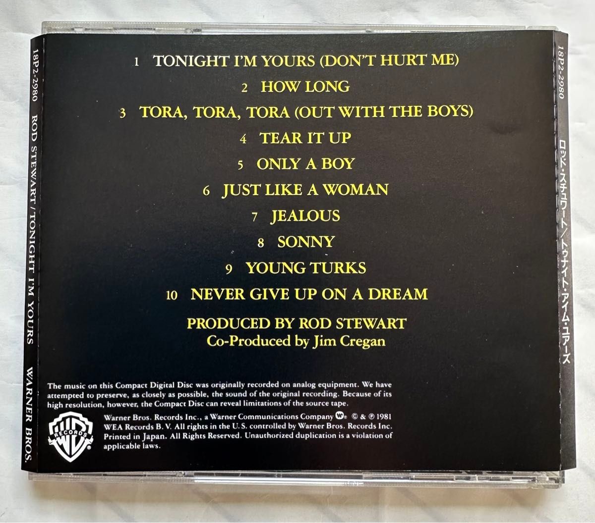 トゥナイト・アイム・ユアーズ/ロッド・スチュワート Tonight I’ｍ Yours/Rod Stewart 中古CD