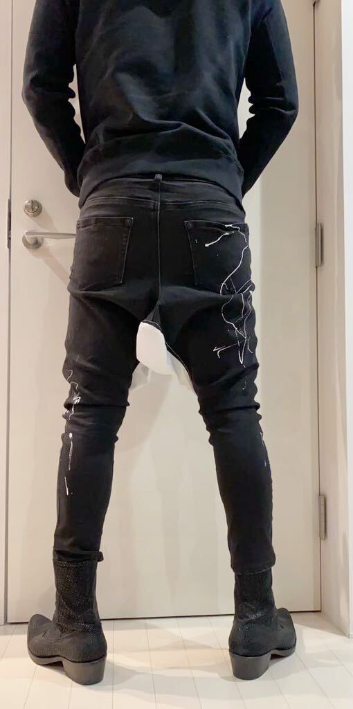 即納】サルエル パンツ デニム 黒 ブラック スキニー 変形パンツ 即納】サルエル パンツ デニム 黒 ブラック スキニー 変形パンツ
