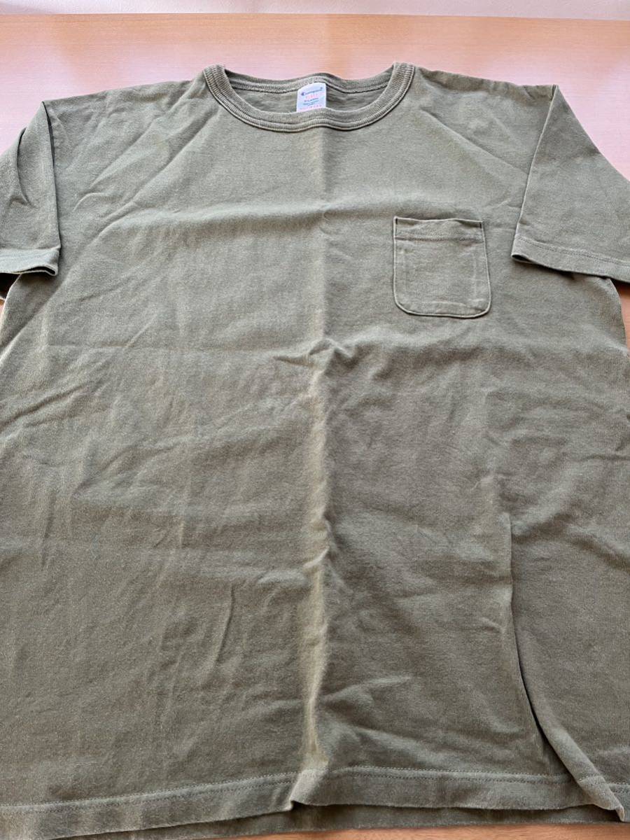 USA製 champion S/S TEE T1011 XL size green 半袖Tシャツ ポケット付の画像2