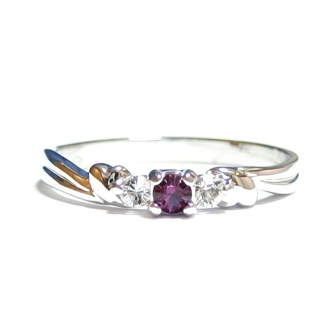 № 5 Swarovski Kiku Ristal Pinky Silver925 Сердечное лицо аметистовое кольцо кольца серебряного кольца женщины