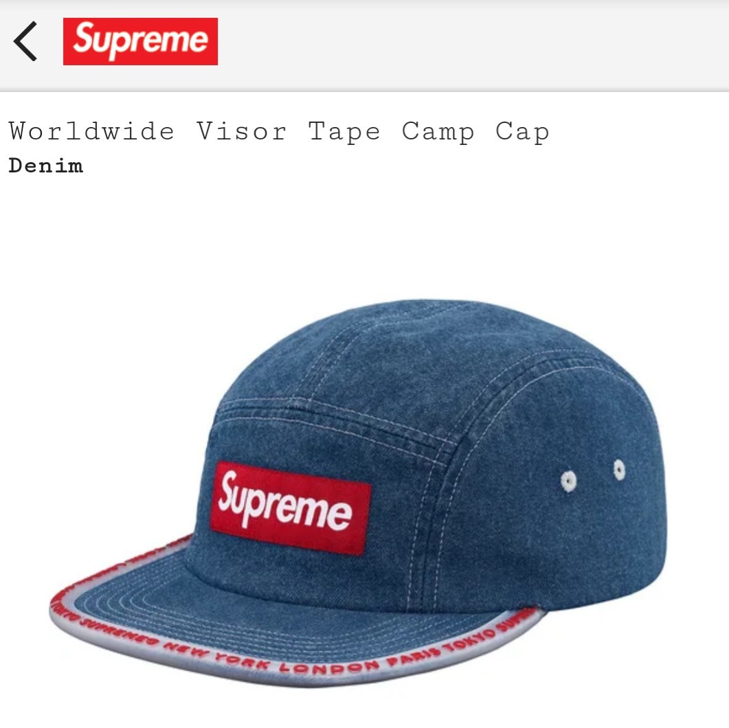 国内正規新品 19SS SUPREME キャンプ キャップ Worldwide Visor Tape Camp Cap WEEK4 シュプリーム ワールドワイド _画像3