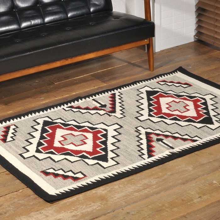 ラグフォレスト(Rug Forest)BOHOスタイルラグ5x3FT ナバホ サウスウェスタン Navajo Native Wool Rug[約152×91cm]5304/GRAY_画像2