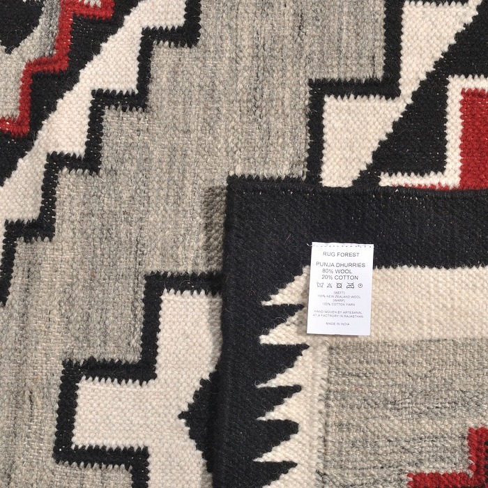 ラグフォレスト(Rug Forest)BOHOスタイルラグ5x3FT ナバホ サウスウェスタン Navajo Native Wool Rug[約152×91cm]5304/GRAY_画像8