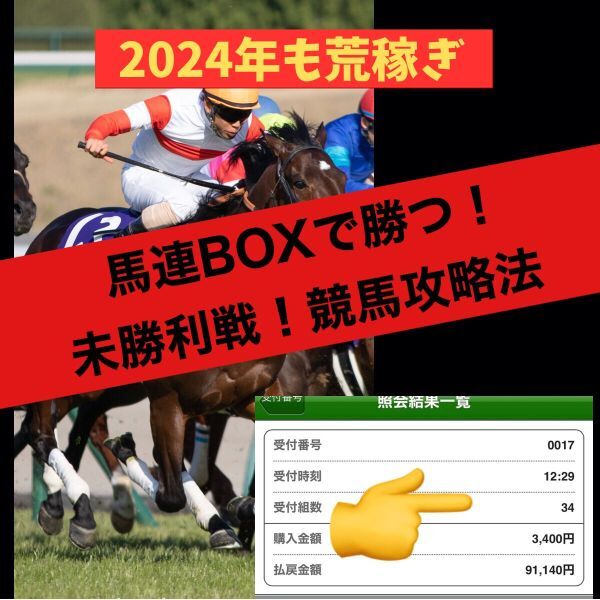 ★2024年★脅威の的中率74%！投資競馬！未勝利戦の馬連ボックスを使った攻略法！競馬歴10年以上で一番勝てた方法　/パチンコ,競艇,宝くじ_画像1