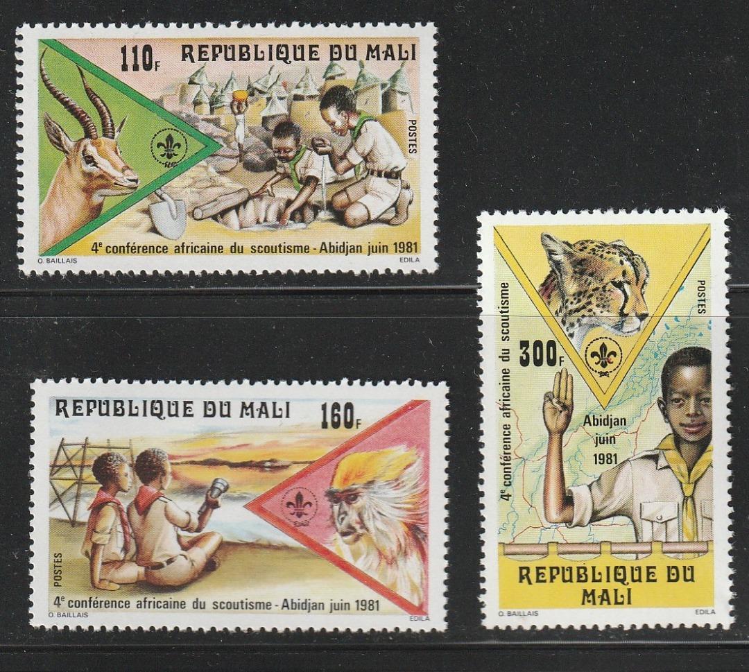 （マリ）1981年アフリカボーイスカウト会議3種完、スコット評価7.75ドル（海外より発送、説明欄参照）の画像1
