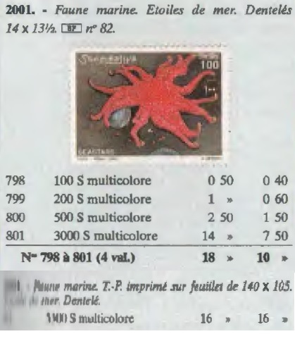 （ソマリア）2001年ヒトデ小型シート、YVert & Tellier評価16ユーロ（海外より発送、説明欄参照）_画像2