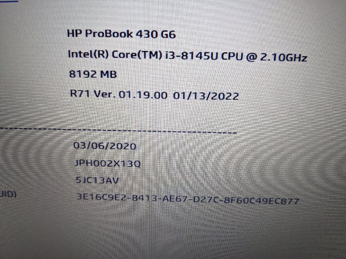 【ハード王】1円～/HP ProBook430G6/Corei3-8145U/8GB/ストレージ無/5060-G31_画像2