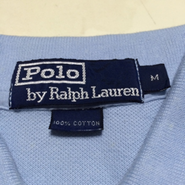 美品 Ralph Lauren ラルフローレン 半袖ポロシャツ サイズM 淡いブルー色 鹿の子生地 ロングテールサイドスリット 水色 スカイブルー_本体色に最も近い